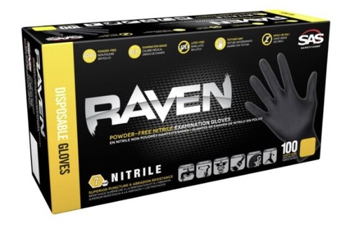 [66518] Raven® Powder-Free Nitrile Exam Grade Disposable Gloves - 7 Mil Large BX 100 (Box)