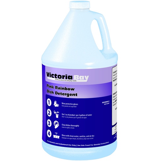 [K01049 ] Victoria Bay Pink Rainbow Dish Detergent 1 Gal 4/Case