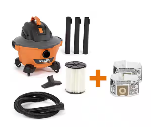 [3589951 ] RIDGID 6 Gal. 3.5-Peak HP NXT Wet/Dry Shop Vacuum with Filter, Hose and Accessories