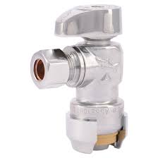 [290141 ] SharkBite 1/2 in. Push-to-Connect x 3/8 in. O.D. Compression Chrome-Plated Brass Quarter-Turn