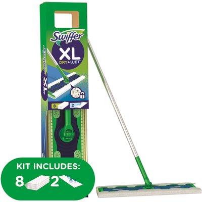 [303732569 - 003700092816] Swiffer Sweeper Dry and Wet XL Sweeping Starter Kit (1-Sweeper, 10-Refills; 8 Dry - 2 Wet)