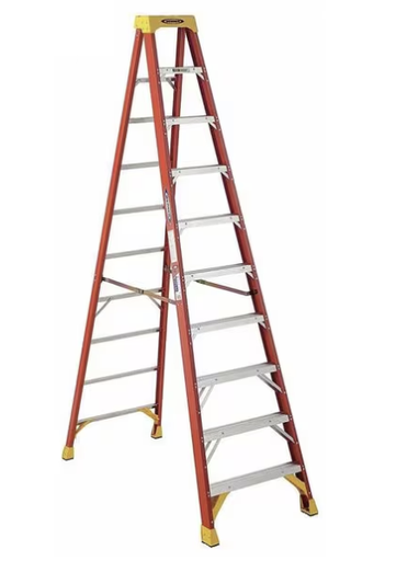 [1800208 ] Werner 10 ft. Fiberglass Step Ladder with Yellow Top 300 lbs. Load Capacity Type IA Duty Rating