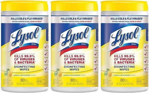 [RB-77182 - CB771822] Lysol 80-Count Lemon and Lime Blossom Disinfecting Wipes (Case of 6)