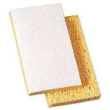 [VB63LSS ] Victoria Bay White Yellow Synthetic Fiber 3.3X5.9IN Light Duty Scrubbing Sponge 20/Case