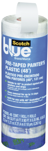 [127-3986 ] ScotchBlue Pre-Taped Painter's Plastic 48" x 90' Roll