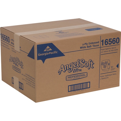 [16560] Georgia Pacific Pro Angel Soft Ultra Professional® Toilet Paper & Tissue Roll 4X4.5 IN 2PLY White Embossed 400 Sheets/Roll 60 Rolls/Case