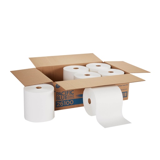 [26100] Georgia Pacific Blue Select Roll Paper Towel Universal 7.8IN X1000FT 1PLY White 1000 Sheets/Roll 6 Rolls/Case 6000 Sheets/Case