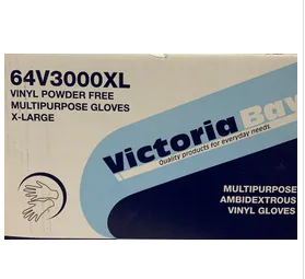 [64V3000PFXL] Victoria Bay Gloves XL Clear Vinyl Disposable Powder-Free 100 Count/Pack 10 Packs/Case 1000 Count/Case
