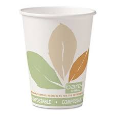 [412PLN-J7234] SOLO Bare Eco-Forward PLA Paper Hot Cups, 12 oz, Leaf Design, PK50