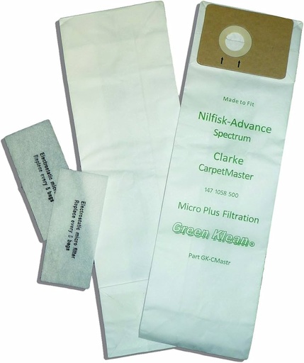 [GK-CMASTR-P - G403475426] GREEN KLEAN Replacement Vacuum Bags, Fits Advance Spectrum/Clarke CarpetMaster, 10PK