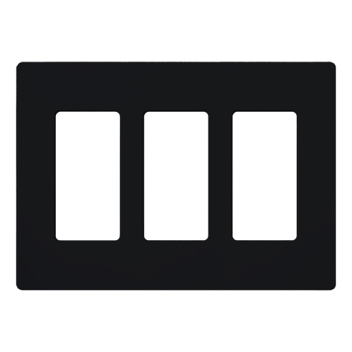 [CW-3-BL] Lutron Claro 3 Gang Wall Plate for Decorator/Rocker Switches, Gloss, Black