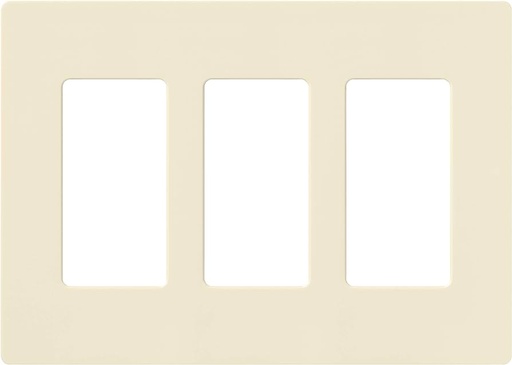 [CW-3-AL] Lutron Claro 3 Gang Wall Plate for Decorator/Rocker Switches, Gloss, Almond