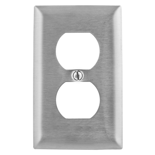 [SS8] HUBBELL Wall Plates and Boxes, Metallic Plates, 1- Gang, 1) Duplex Opening, Standard Size, Stainless Steel