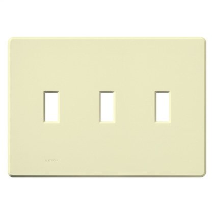 [FG-3-AL] Lutron Toggle Wall Plate, 3-Gang, Almond Gloss, Standard
