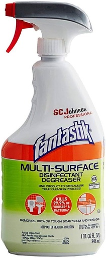 [G8364247 - 311836] FANTASTIK Disinfectant and Sanitizer, 32 oz. Trigger Spray Bottle, Unscented