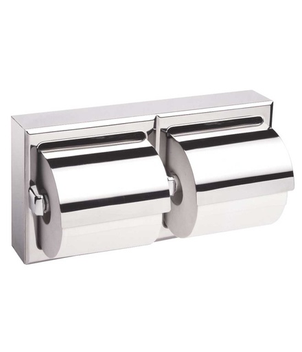 [B-6999] Bobrick Stainless Steel Surface Mounted Double Roll Toilet Tissue Dispenser with Hood
