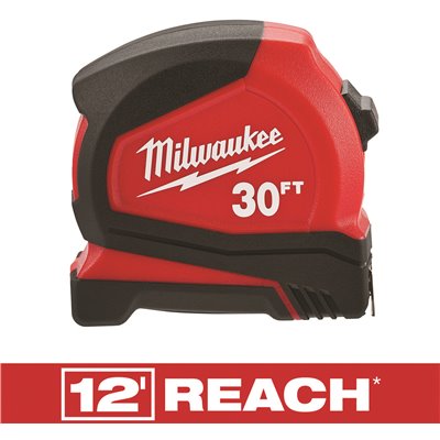 [300839183] Milwaukee Compact 30 ft. SAE Tape Measure with Fractional Scale and 9 ft. Standout