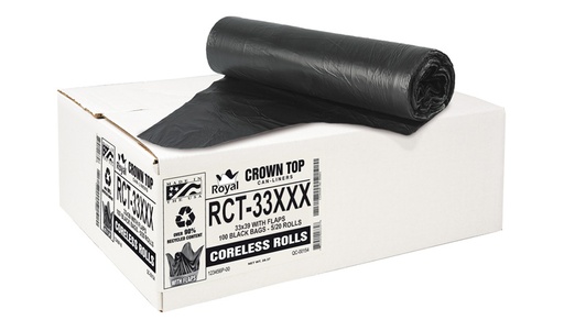 [RCT-33XXX] ALUF PLASTICS Heavy Duty Trash Bags, 33 Gallon, 2 Mil, 33" x 39", Black, 100 Count (5 Rolls of 20)
