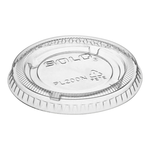 [SO-PL2N] SOLO 1.5-2.5 oz PET Plastic Soufflé Cup Lid - Clear, 125 Count/Pack 20 Packs/Case