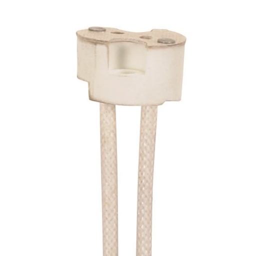 [80-2049] Satco Porcelain Halogen Round Socket; 12" Leads; G4-GX5.3-GY6.35 Base; SF-1 200C Leads; 3/8" Height; 11/16" Diameter; 750W; 250V