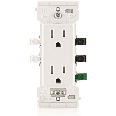 [328758979] Leviton Decora Edge Tamper-Resistant Duplex Outlet, Nema 5-15r, 15 Amp, White
