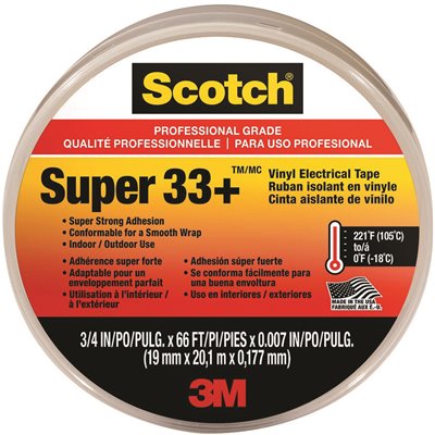 [6132-BA-10] 3M Scotch Super 33+ 3/4 in. x 66 ft. Electrical Tape Single Roll