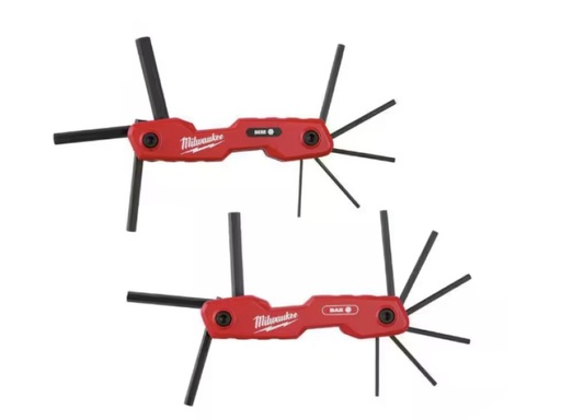 [295428875482] Milwaukee 17 Key Folding Hex Key Sets Sae/metric 2Pc