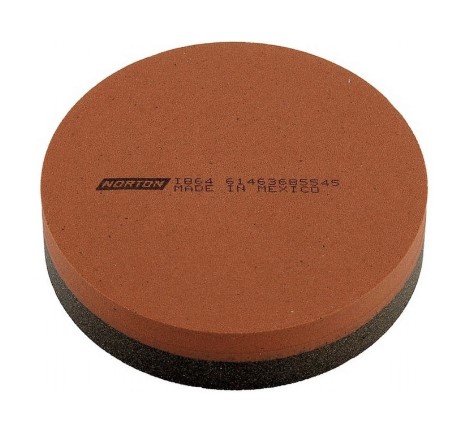 [61463685545] NORTON Combination Grit Benchstone Coarse+Fine Grits 4" DIA x 1" H