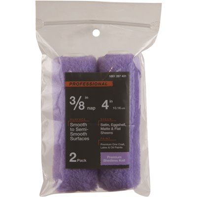 [3556989] PRIVATE BRAND UNBRANDED 4 in. x 3/8 in.High-Capacity Polyester Knit Mini Paint Roller (2-Pack )