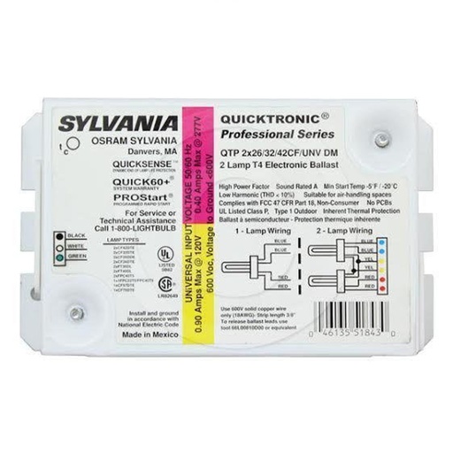 [51843] Sylvania Compact Fluorescent Ballast QTP2X26/32/42CF/UNV DM