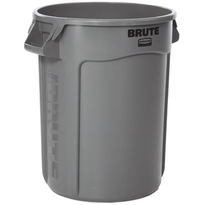 [RCP263200GY] Rubbermaid Commercial Products Brute 32 Gal. Grey Round Vented Trash Can
