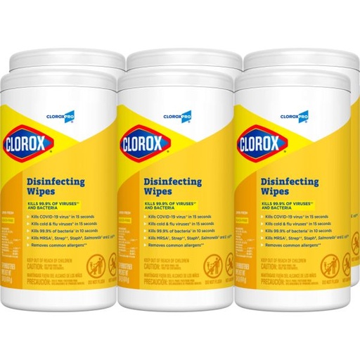 [OC15948] Clorox Lemon Fresh One-Step Disinfectant Multi Surface Wipe Bleach-Free Antibacterial 75 Count/Pack 6 Packs/Case