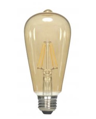 [S9579] SATCO ST19 LED Filament Bulb Transparent Amber MED Base 2000K 120 V