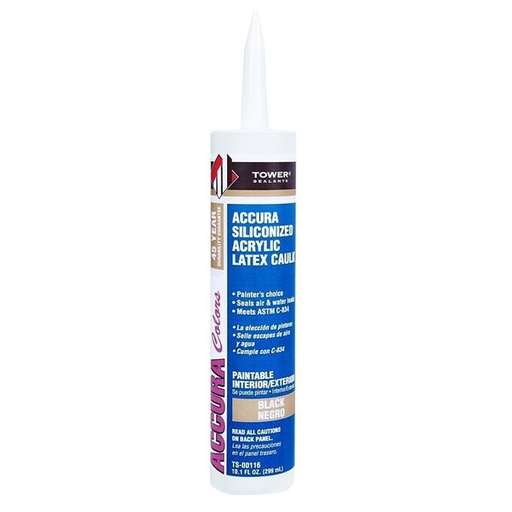 [TS-00116] TOWER SEALANTS Accura Siliconized Acrylic Latex Caulk 10.1 OZ BLACK