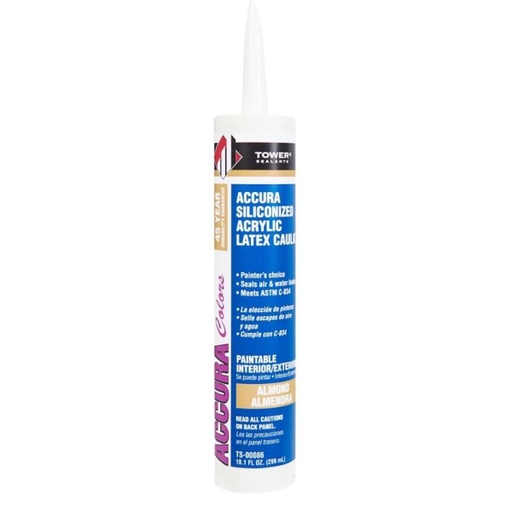 [TS-00086] TOWER SEALANTS Accura Siliconized Acrylic Latex Caulk 10.1 OZ ALMOND