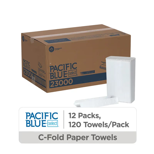 [346086 23000] PACIFIC BLUE C-FOLD TWL WHT 2PLY 10.25x13 1440/CASE