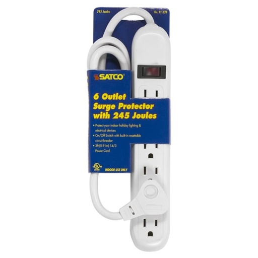 [91-220] Satco 6 Outlet Abs Power Strip