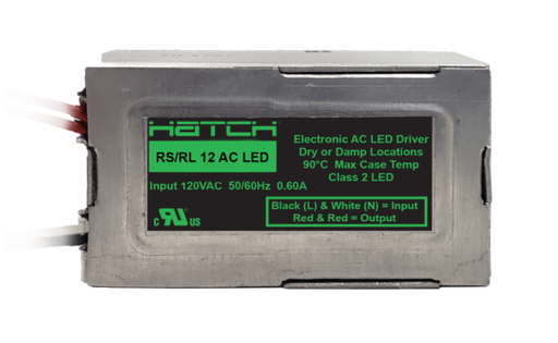 [RS12-60M-LED] HATCH Electronic AC LED Driver 120VAC Input 12VAC Output 60W Max