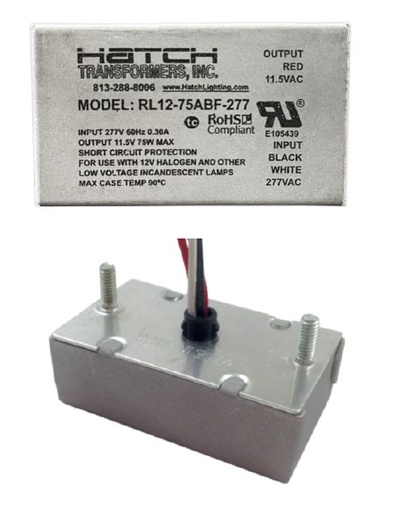 [RL12-75ABF] HATCH 75W Dimmable Electronic Transformer 120V Input / 12V Output  Bottom Wire Feed