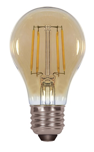 [S9583] SATCO 4.5 Watt A19 LED Filament Amber Medium base 2000K 350 Lumens 120 Volt