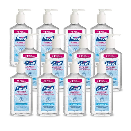 [LSJ0036] PURELL Advanced Hand Sanitizer Refreshing Gel, Clean Scent, 12 fl oz Pump Bottle (Pack of 12)