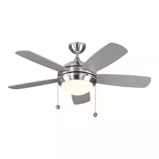 [LSE8865] 44 in. Modern Integrated LED Indoor Brushed Steel Ceiling Fan with Silver Blades and 3000K Light Kit