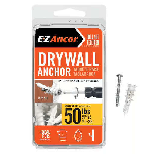 [100133106] E-Z Ancor Twist-N-Lock 50 lbs. Drywall Anchors (25-Pack)