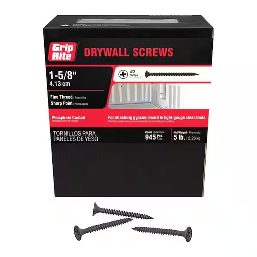 [LSH4054] #6 x 1-5/8 in. #2 Phillips Bugle Head Fine Thread Drywall Screws 5 lb. Box