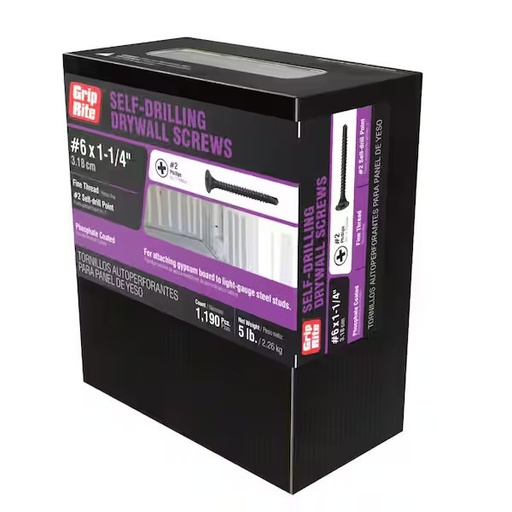 [LSH2017] #6 x 1-1/4 in. #2 Phillips Bugle Head Fine Thread Drywall Screws 5 lb. Box