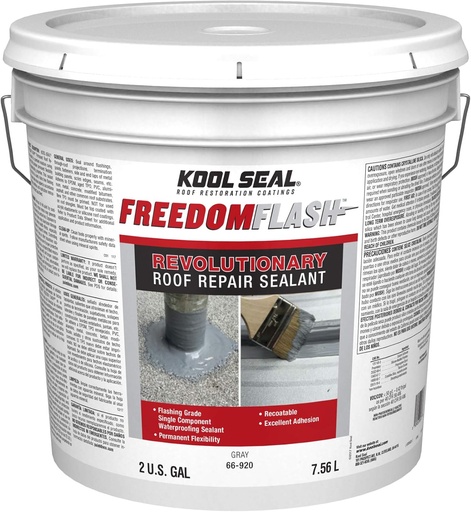 [0-58926-00437-0] Kool Seal Freedom Flash Revolutionary Roof Repair Sealant Gray 2 Gal
