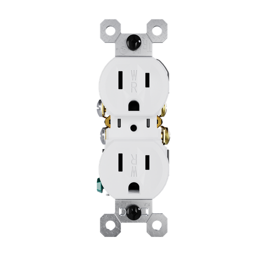 [3232TREXWRW] Legrand TradeMaster® 15A 125V Tamper-Resistant External Pressure Plated Duplex Receptacle, Weather-Resistant, White