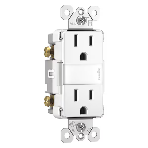 [NTL885TRW] Legrand Straight Blade Receptacle, 5-15R, 15 A, 120/125V AC, 2 Pole, 3 Wire, Flush Mount, Grounded