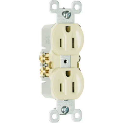 [3232ITU] Legrand Straight Blade Receptacle, 5-15R, 15 A, 125V AC, 2 Pole, 3 Wire