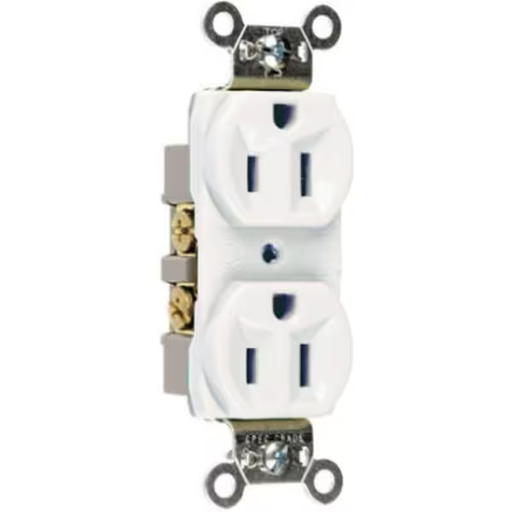 [CRB5262WCC12] Legrand Straight Blade Receptacle, 5-15R, 15 A, 125V AC, 2 Pole, 3 Wire, Grounded